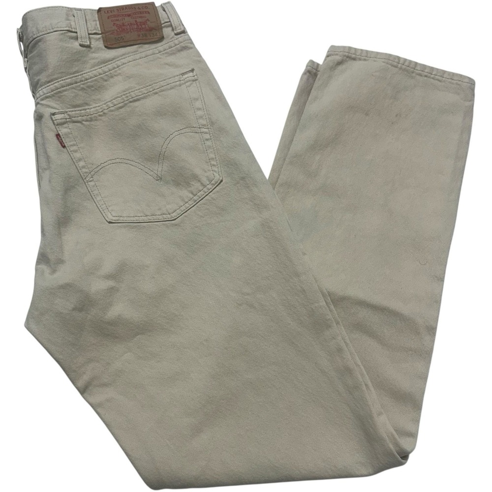 Levi's‎ 505 Regular Fit Tan Beige Denim Jeans Mens Made in USA Straight Leg Y2K